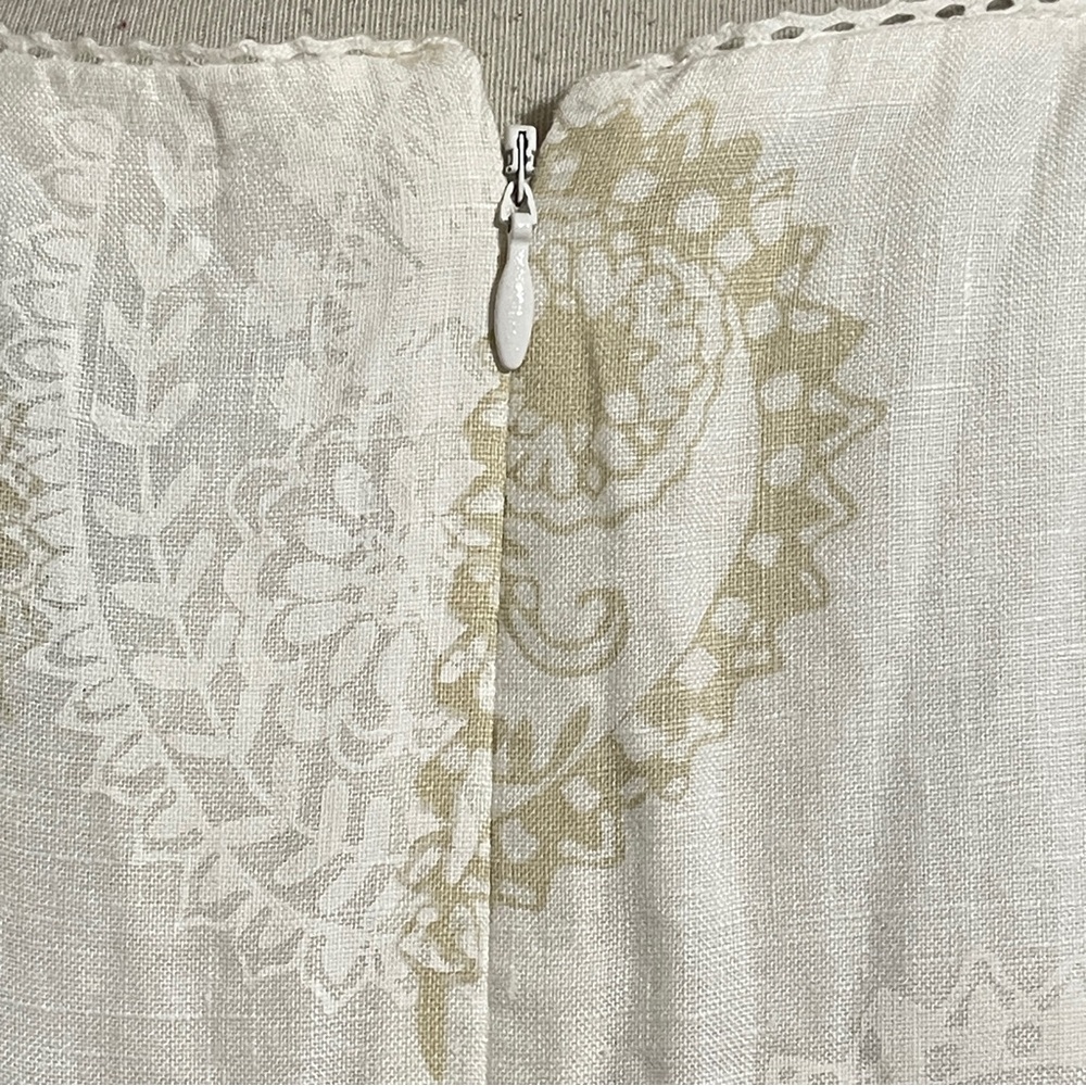 Liz Claiborne Ivory Linen Trumpet Dress | 12 | Lined & Chic Paisley Print - Picture 8 of 15
